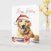 Weihnachts Golden Retriever mit Cookies Karte (Gelbe Blume)