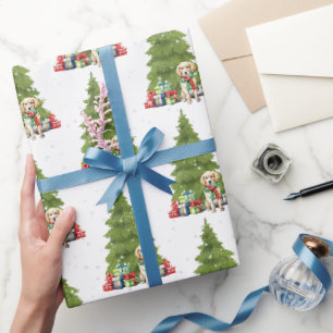 Weihnachts-Golden-Retriever mit Geschenken Geschenkpapier