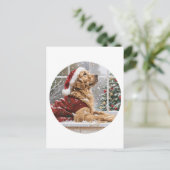 Weihnachts Golden Retriever Santa Dog Postkarte (Stehend Vorderseite)