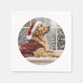 Weihnachts Golden Retriever Santa Dog Serviette (Vorderseite)