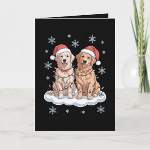 Weihnachts-Golden-Retriever-Santa-Hut-Lichter Schn Karte