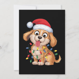 Weihnachts-Golden-Retriever-Santa-Hut-Xmas-Lichter Einladung