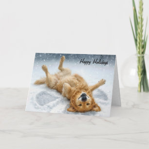 Weihnachts-Golden-Retriever-Schneengel Feiertagskarte