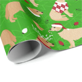 Weihnachts-Golden Retriever-Umschlagpapier Geschenkpapier (Rolleneckpunkt)
