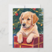 Weihnachts Golden Retriever Welpe Geschenk Feiertagskarte (Vorderseite)