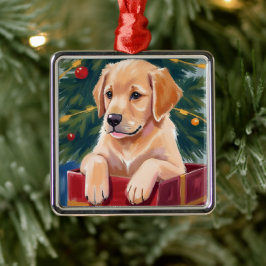 Weihnachts-Golden-Retriever-Welpe Geschenk Ornament Aus Metall