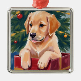 Weihnachts-Golden-Retriever-Welpen-Geschenk Ornament Aus Metall