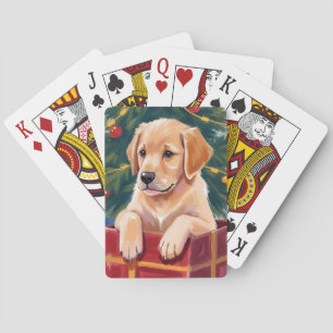 Weihnachts-Golden-Retriever-Welpen-Geschenk Spielkarten