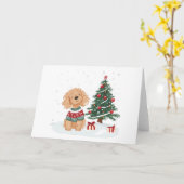 Weihnachts-Goldendoodle-Hund Karte (Gelbe Blume)