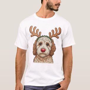 Weihnachts-Goldendoodle-Hund-Rentier-Xmas-Familie T-Shirt