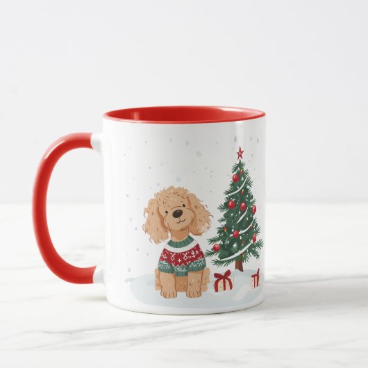 Weihnachts-Goldendoodle-Hund Tasse (Links)