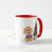 Weihnachts-Goldendoodle-Hund Tasse (VorderseiteRechts)
