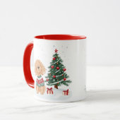 Weihnachts-Goldendoodle-Hund Tasse (Vorderseite Links)