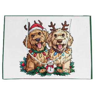 Weihnachts-Goldendoodle-Hunde Große Geschenktüte