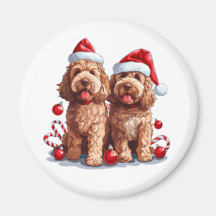 Weihnachts-Goldendoodle-Hunde Magnet