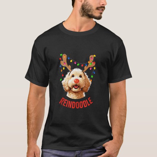 Weihnachts Goldendoodle Rentier Doodle Dog Reindoo T-Shirt (Vorderseite)