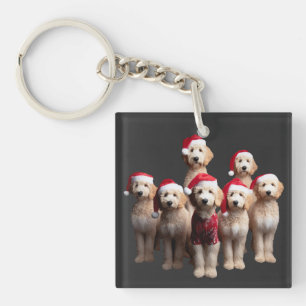 Weihnachts-Goldendoodle, Weihnachtslabradoodle-Hun Schlüsselanhänger