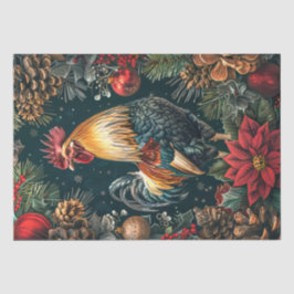 Weihnachts-Goldene Rooster-Dekoupage Seidenpapier