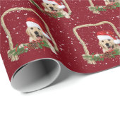Weihnachts Goldener Retriever im Seilrahmen Geschenkpapier (Rolleneckpunkt)