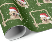 Weihnachts Goldener Retriever im Seilrahmen Geschenkpapier (Rolleneckpunkt)