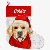 Weihnachts Goldener Retriever mit Hundenname Großer Weihnachtsstrumpf (Vorderseite)