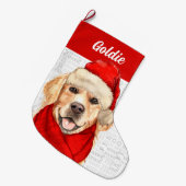 Weihnachts Goldener Retriever mit Hundenname Großer Weihnachtsstrumpf (Vorderansicht (hängend))
