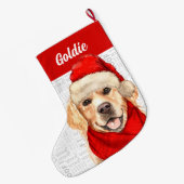 Weihnachts Goldener Retriever mit Hundenname Großer Weihnachtsstrumpf (Rückseite (Hängend))