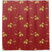 Weihnachts-Goldglocken mit rotem Muster Duschvorhang (Vorderseite)
