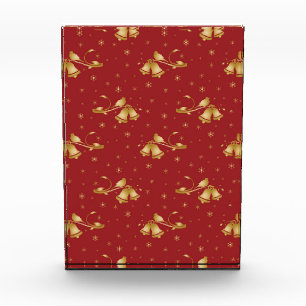 Weihnachts-Goldglocken mit rotem Muster Fotoblock
