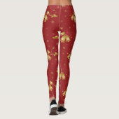 Weihnachts-Goldglocken mit rotem Muster Leggings (Rückseite)