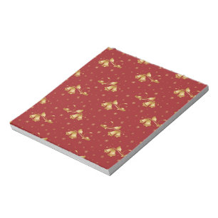 Weihnachts-Goldglocken mit rotem Muster Notizblock