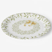 Weihnachts-Goldkranz Eleganter Landtag Pappteller (Schrägansicht)