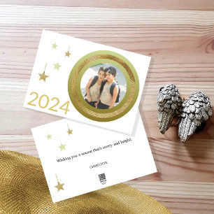 Weihnachts-Goldrahmen Ein Foto Sterne Feiertagskarte