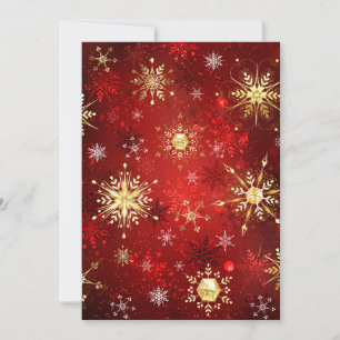 Weihnachts-Goldschneeflocken auf rotem Hintergrund Save The Date