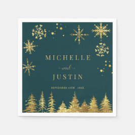 Weihnachts-Goldwald-Pinienbäume Hochzeit Serviette
