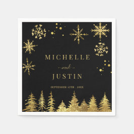 Weihnachts-Goldwald-Pinienbäume Hochzeit Serviette