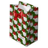 Weihnachts-Golf-Ball-Muster Mittlere Geschenktüte (Rückseite Schrägansicht)