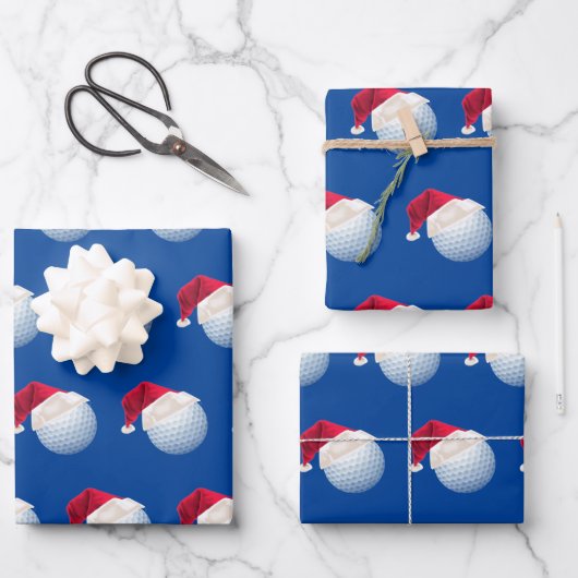 Weihnachts-Golf-Ball Sport Weihnachtsfest Set Geschenkpapier Set (Vorderseite)