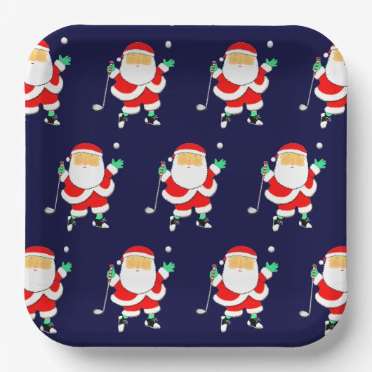 Weihnachts-Golf-Feierparty-Papierteller Pappteller (Vorderseite)
