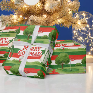 Weihnachts-Golf-Style in Rot, Weiß und Grün Geschenkpapier