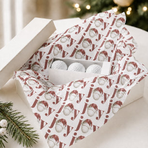 Weihnachts-Golfball mit Santa-Hut Wasserfarbe Seidenpapier