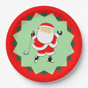 Weihnachts-Golfparty Pappteller