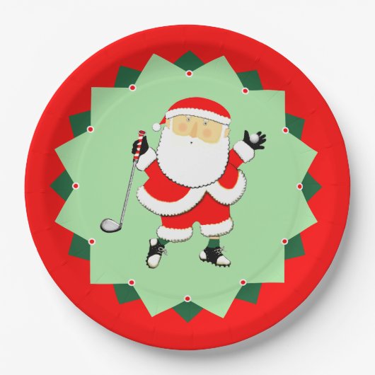 Weihnachts-Golfparty Pappteller (Vorderseite)