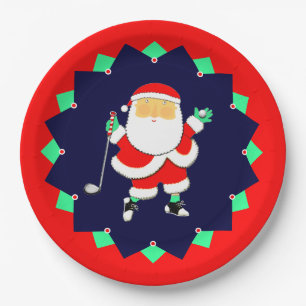 Weihnachts-Golfparty Pappteller