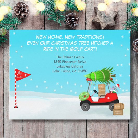 Weihnachts-Golfwagen mit Umzugskartons Golf Ankündigung