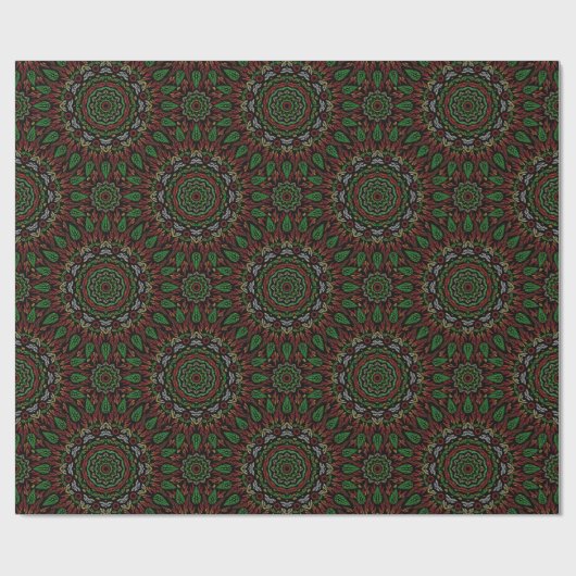 Weihnachts-Gothic-Blätter Mandala Geschenkpapier (Flach)