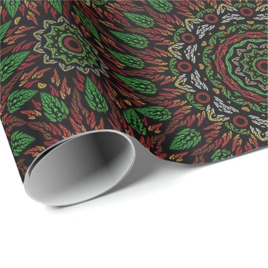 Weihnachts-Gothic-Blätter Mandala Geschenkpapier (Rolleneckpunkt)