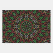 Weihnachts-Gothic-Blätter Mandala Geschenkpapier Set (Vorderseite)