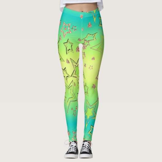 Weihnachts-Gradienten-Glitzer glänzen Konfetti-Ste Leggings (Vorderseite)