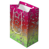 Weihnachts-Gradienten-Glitzer glänzen Konfetti-Ste Mittlere Geschenktüte (Vorderseite Schrägansicht)